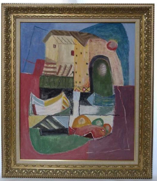 1990) Abstract Modern Oil Painting Signed - Maria dos Anjos (Portuguese-Brazilian