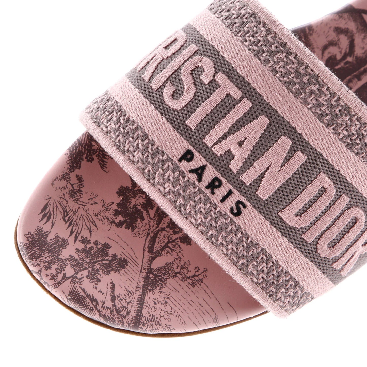 Christian Dior Women'S Dway Flat Sandals Embroidered Canvas