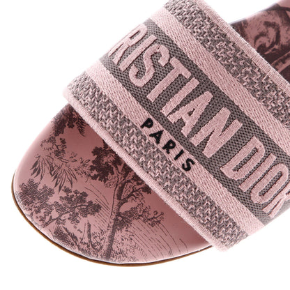 Christian Dior Women'S Dway Flat Sandals Embroidered Canvas