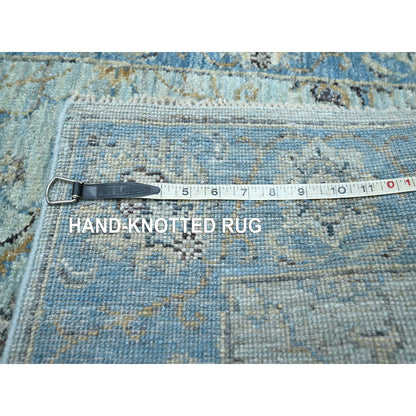 2'8"X16'1" Blue Shah Abbas Flower Design Wool Hand Knotted Xl Runner Rug