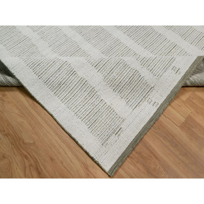 12'X15' Ivory Hand Woven Xl Rug Flat Weave With Pile Undyed Natural Wool