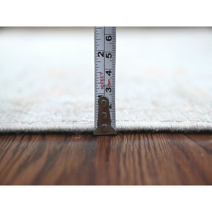 2'8"X9'8" Gray Hand Knotted Angora Oushak Tree Design All Wool Runner Rug