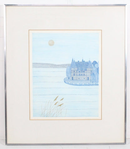 Keiko Minami Lake and Chateau (Susuki) Copperplate Etching 29/ 100 Signed