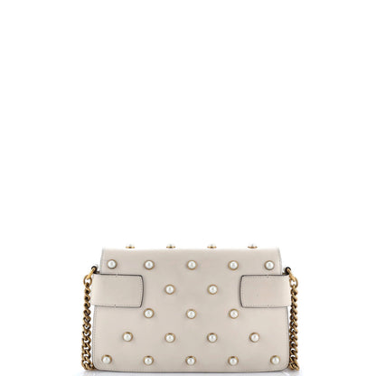 Gucci Broadway Pearly Bee Shoulder Bag Embellished Leather Mini
