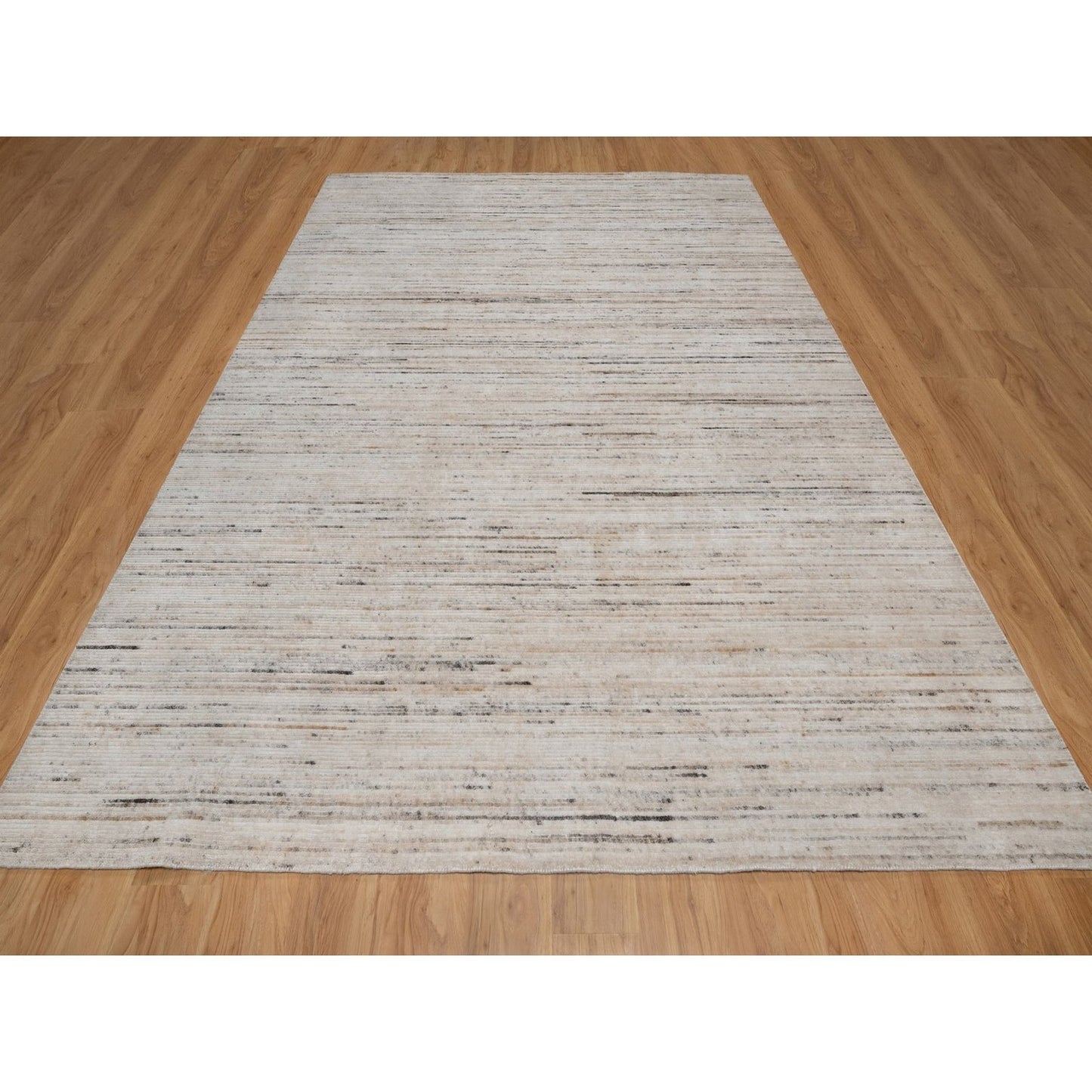 9'1"X12' Ivory Modern Design Indoor Outdoor Hand Loomed Oriental Rug
