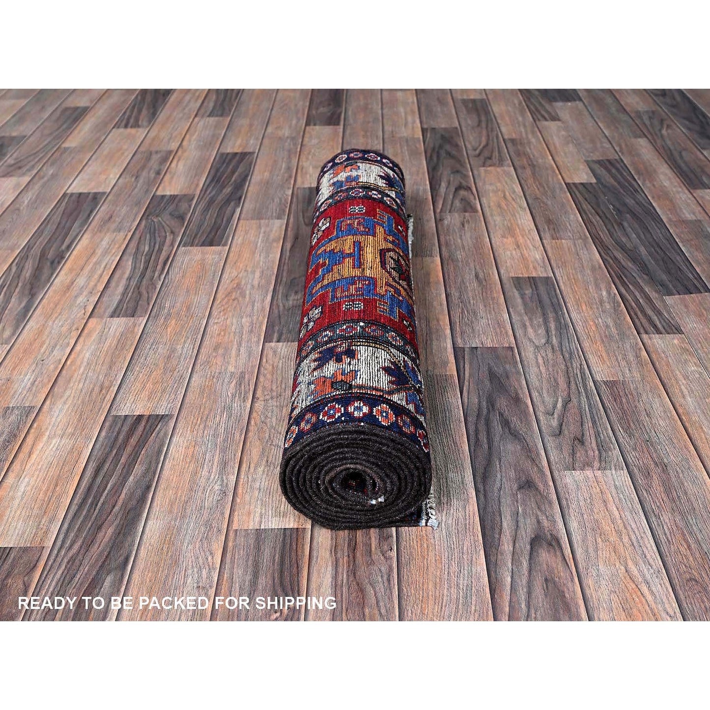 2'8"X9'2" Colorful Caucasian Design Revival Hand Knotted Wool Runner Rug