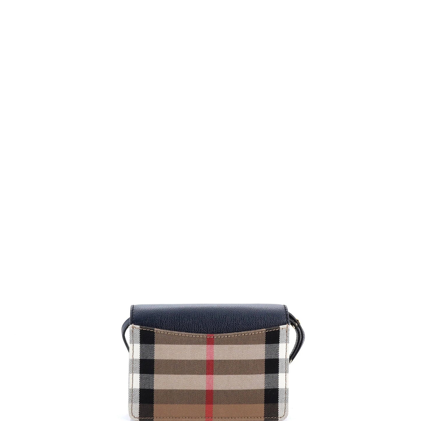 Burberry Hampshire Wallet On Chain Leather And House Check Canvas