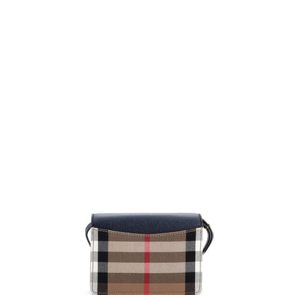 Burberry Hampshire Wallet On Chain Leather And House Check Canvas