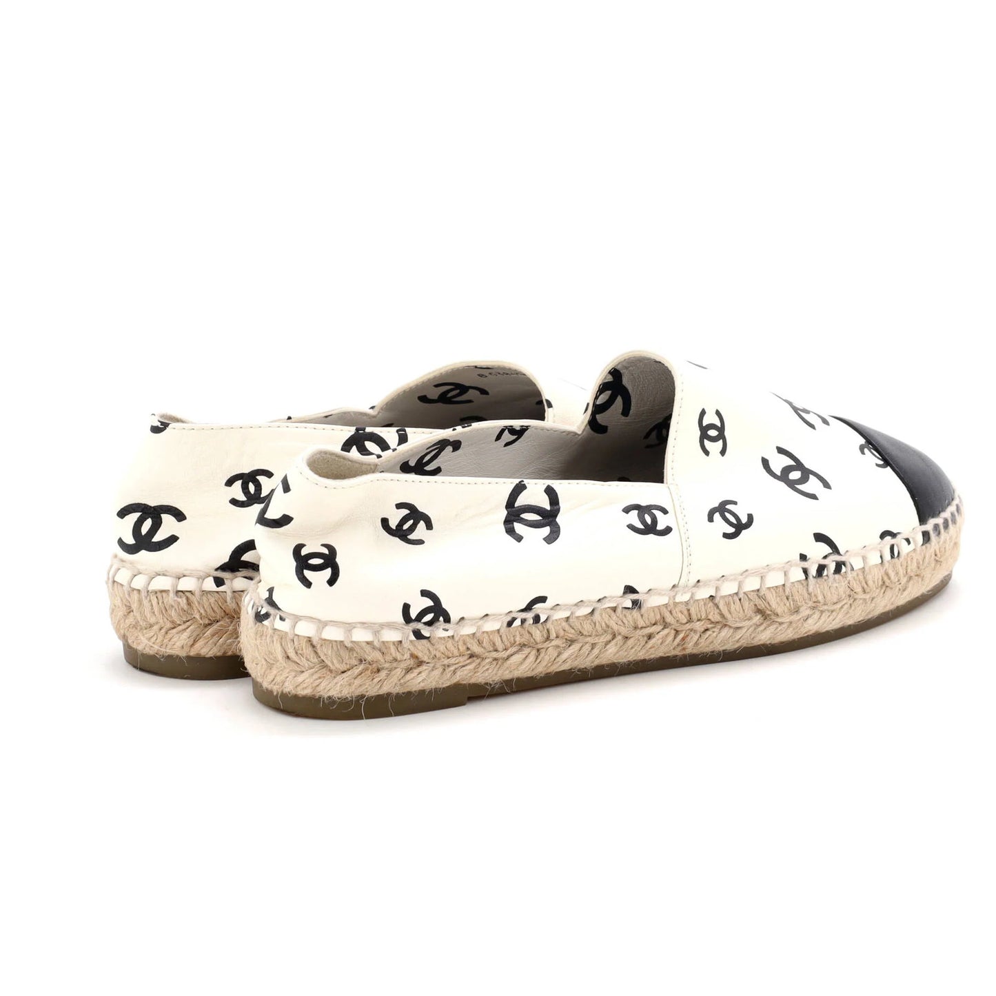 Chanel Women'S All Over Cc Cap Toe Espadrilles Printed Leather
