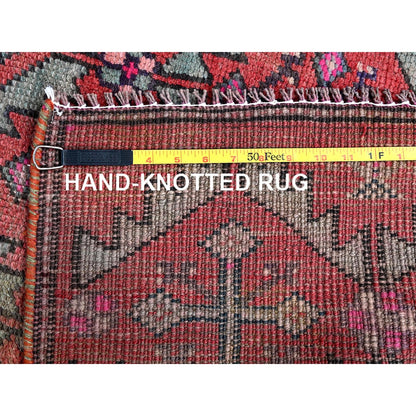 2'8"X9'10" Red Vintage Northwest Zoroastrian Hand Knotted Wool Runner Rug