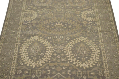 Handmade Brown Floral Oriental Rug Transitional