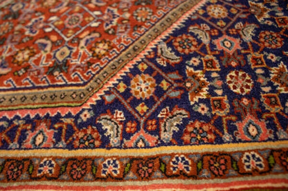 Handmade Vintage Oriental Rug 4X5 Ft Rust Orange