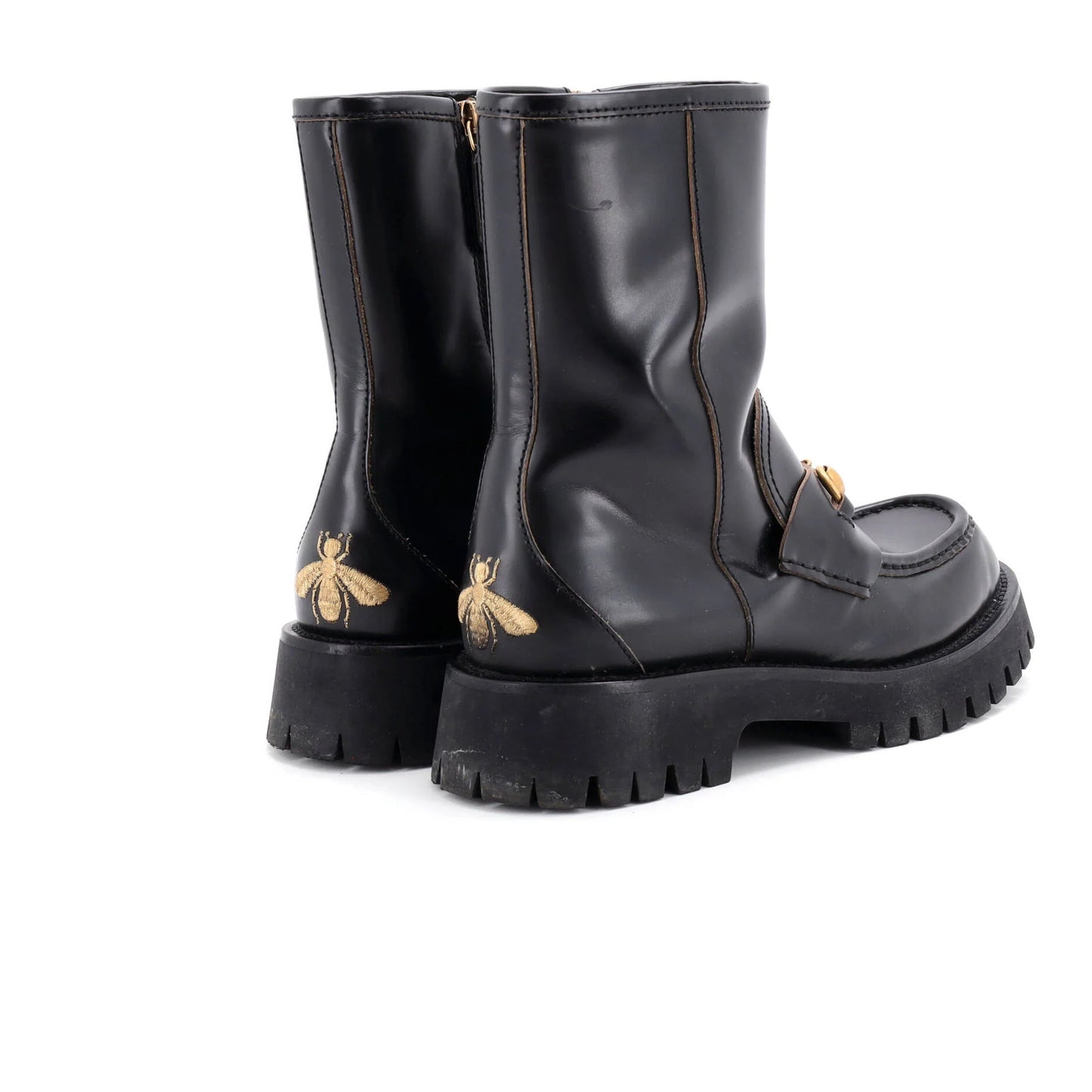 Gucci Women'S Harald Horsebit Platform Ankle Boots Leather