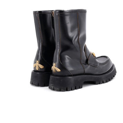 Gucci Women'S Harald Horsebit Platform Ankle Boots Leather