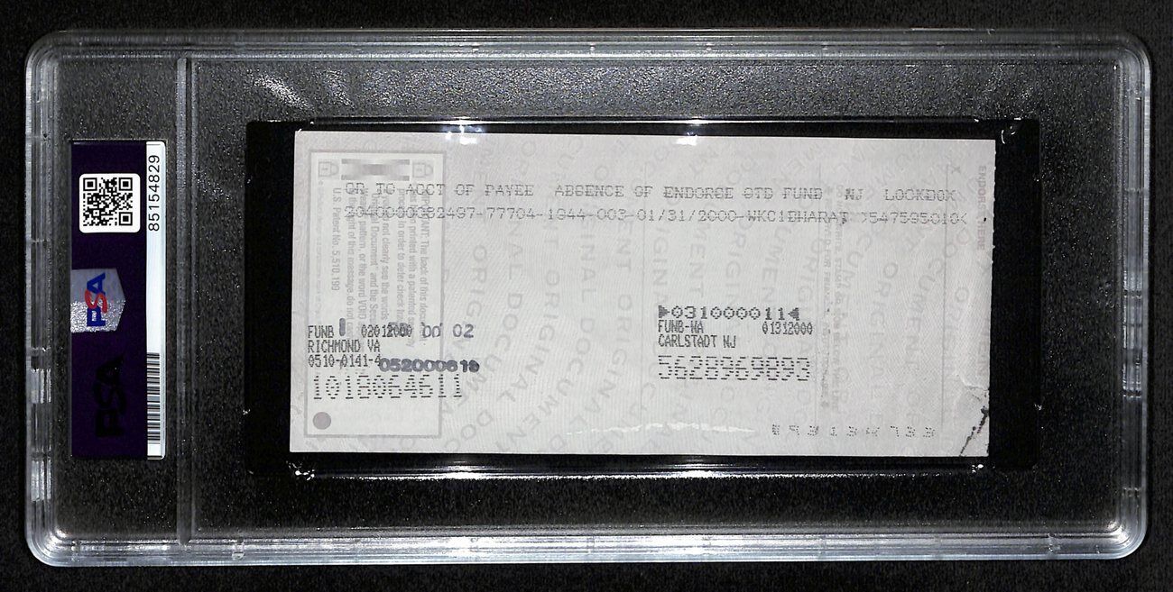 Johnny Unitas Hof Signed/Auto 2000 Bank Check