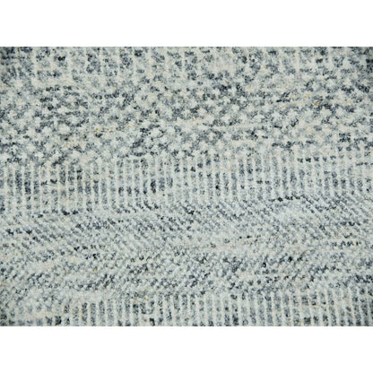 11'1"X15' Chrome Gray Modern Grass Design Natural Wool Hand Knotted Rug