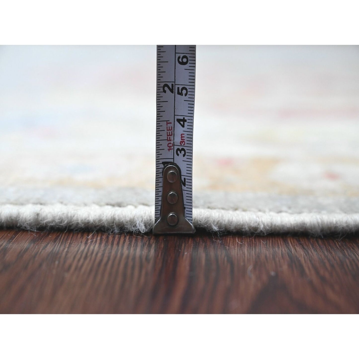 6'2"X11'10" Gray Hand Knotted Angora Oushak Leaf Design Wool Runner Rug