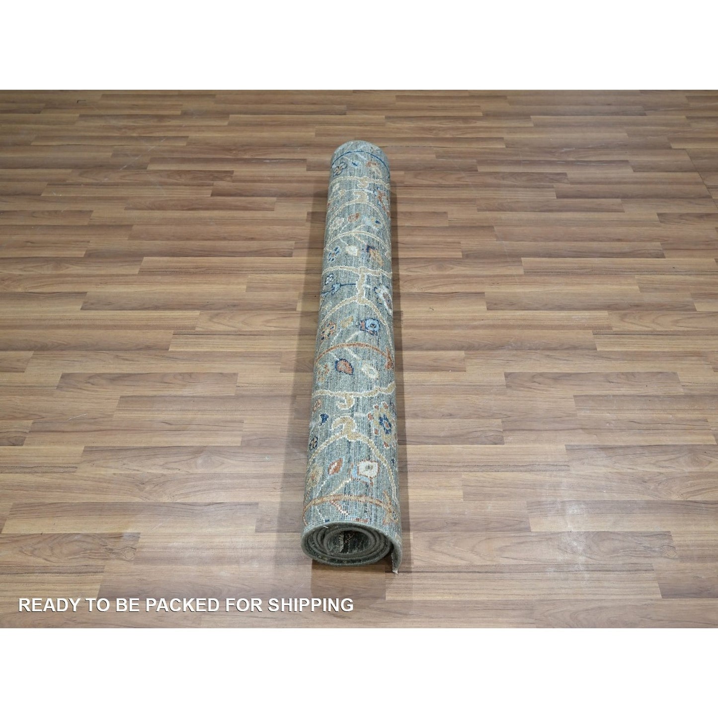 3'10"X6'1" Green Hand Knotted Wool Rug Trellis Borderless Garden Design