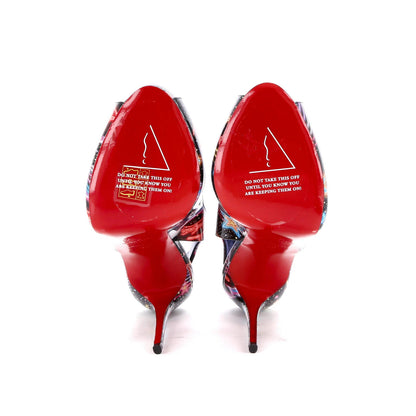 Christian Louboutin Women'S Hot Chick Sling Alta Pumps Printed Patent 120