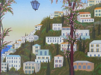 Fanch Ledan (France 1949) - Amalfi Coast Original Serigraph Print Signed Framed