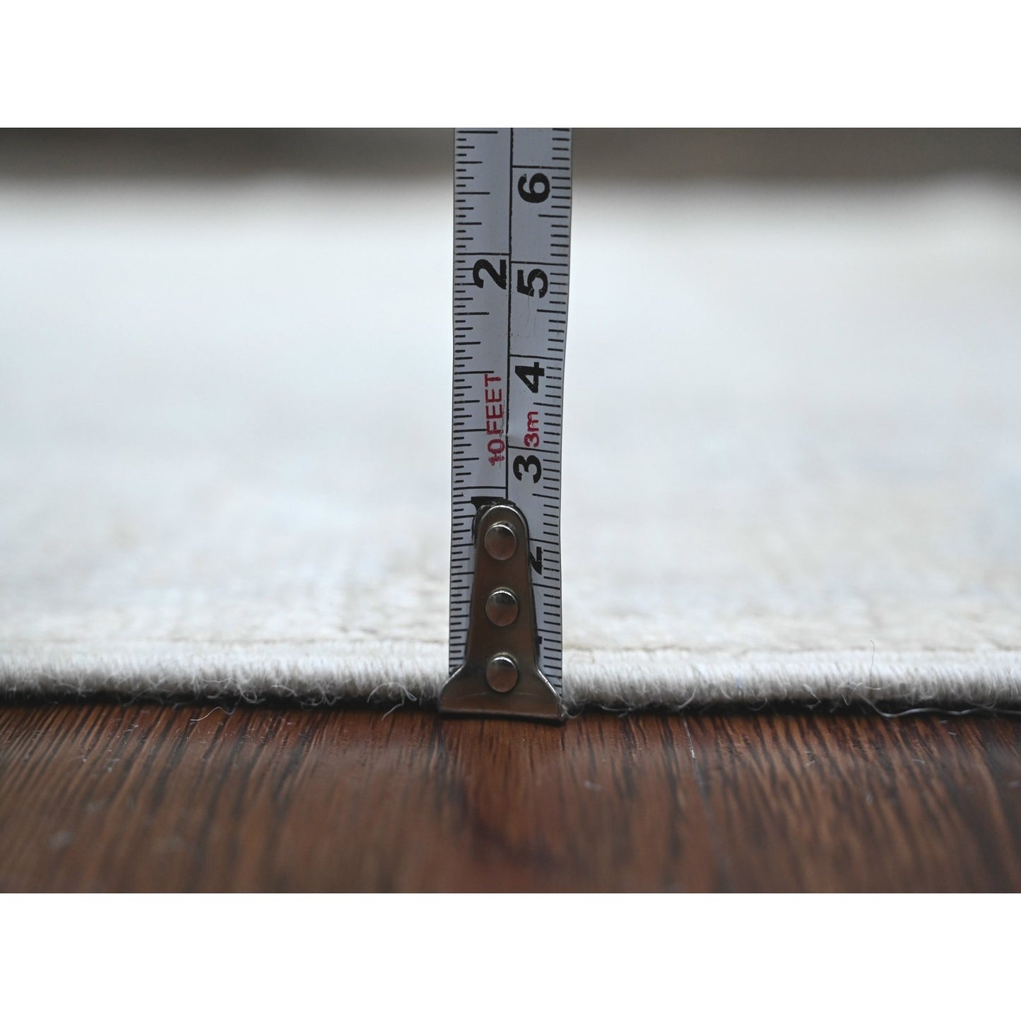 2'8"X7'10" White Hand Knotted Afghan Angora Oushak Pure Wool Runner Rug