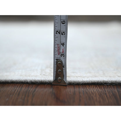 2'8"X7'10" White Hand Knotted Afghan Angora Oushak Pure Wool Runner Rug