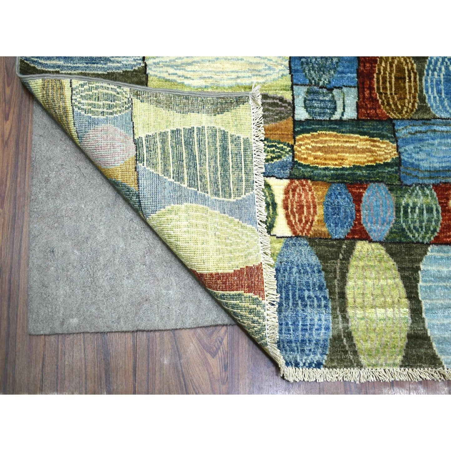 8'X9'9" Colorful Hand Knotted Afghan Kashkuli Gabbeh Hand Spun Wool Rug