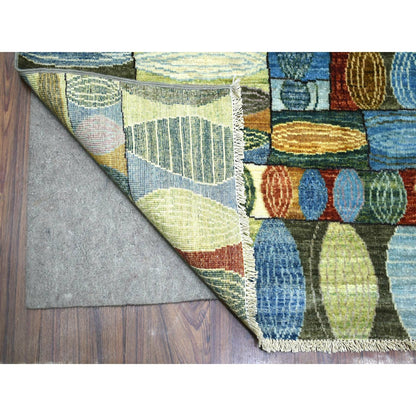 8'X9'9" Colorful Hand Knotted Afghan Kashkuli Gabbeh Hand Spun Wool Rug
