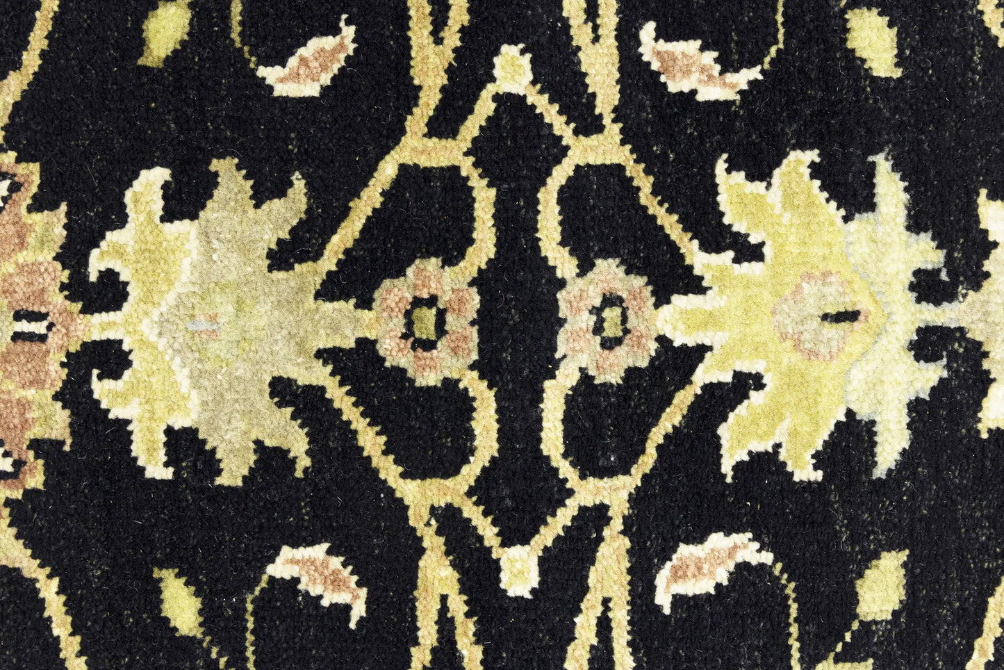 Hand-Knotted Oushak Oriental Wool Runner Rug Floral Black Carpet 2'5x7'11 ft