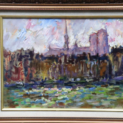 Srgio Telles Oil Painting Notre-Dame Cathedral Paris Signed Brazilian Artist M8