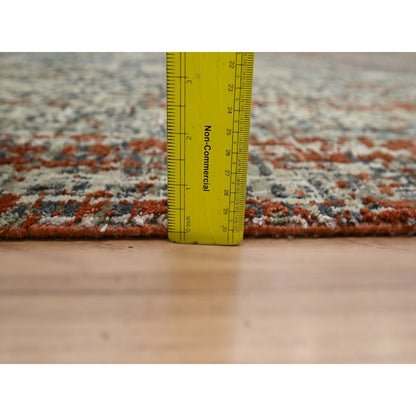 9'X12'3" Rust Red Abstract Design Pure Wool Hand Knotted Oriental Rug