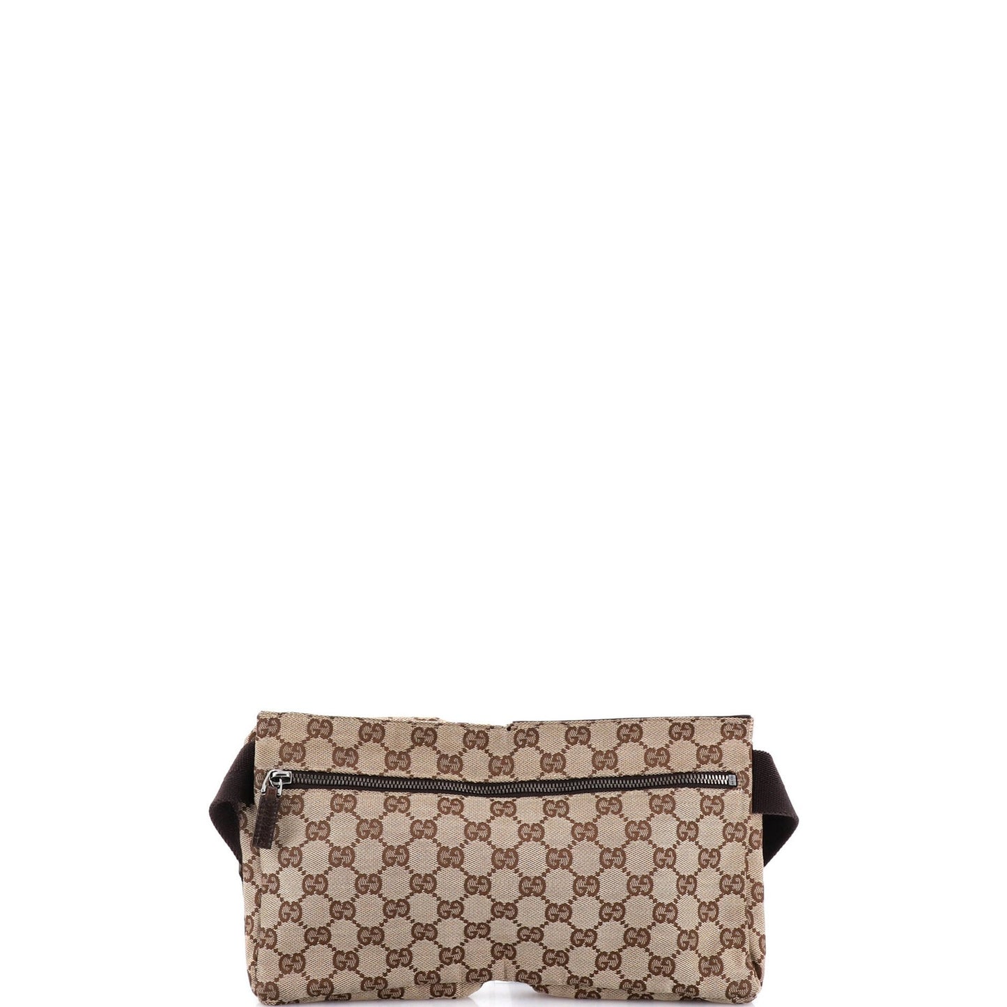 Gucci Vintage Double Belt Bag Gg Canvas With Leather