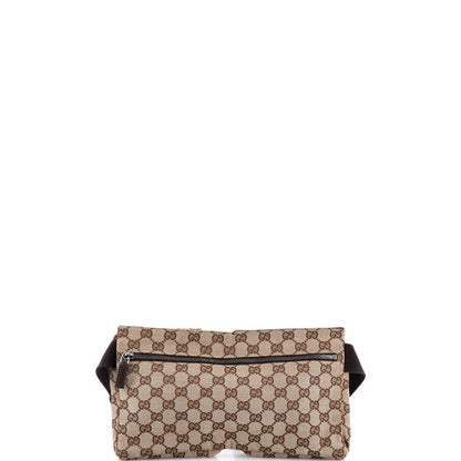 Gucci Vintage Double Belt Bag Gg Canvas With Leather