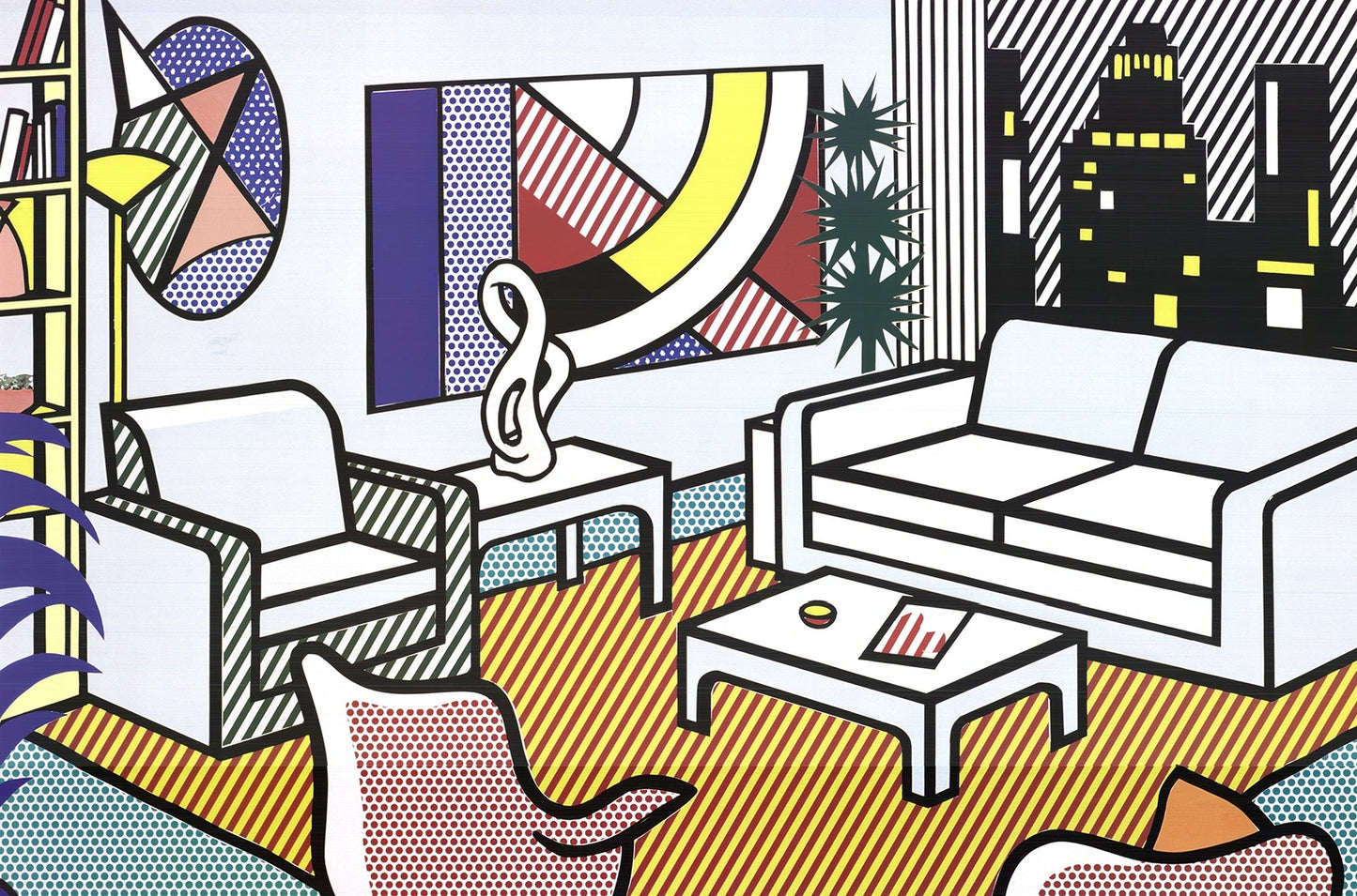 Roy Lichtenstein Interior With Skyline Collage For Painting " Post