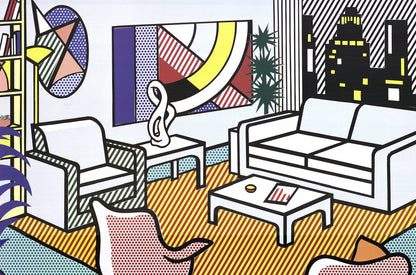 Roy Lichtenstein Interior With Skyline Collage For Painting " Post