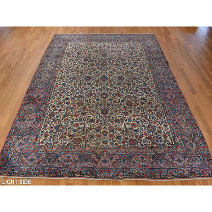 8'9"X11'5" Yellow Antique Zoroastrian Karman 100% Wool Hand Knotted Rug