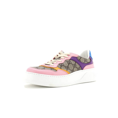 Gucci Women'S Dali Platform Sneakers Gg Canvas With Leather