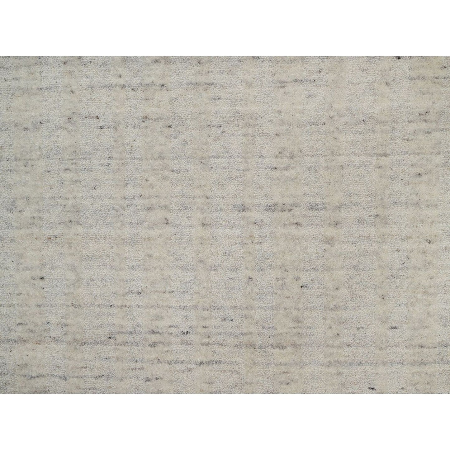 6'X6' Ivory Vertical Stripes Design Natural Wool Hand Loomed Round Rug