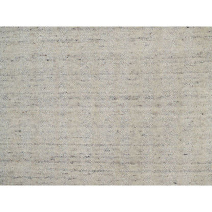 6'X6' Ivory Vertical Stripes Design Natural Wool Hand Loomed Round Rug