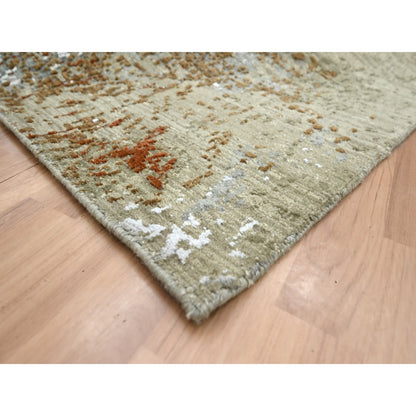 6'1"X9'1" Gray-Brown Abstract Design Pure Wool Hand Knotted Oriental Rug