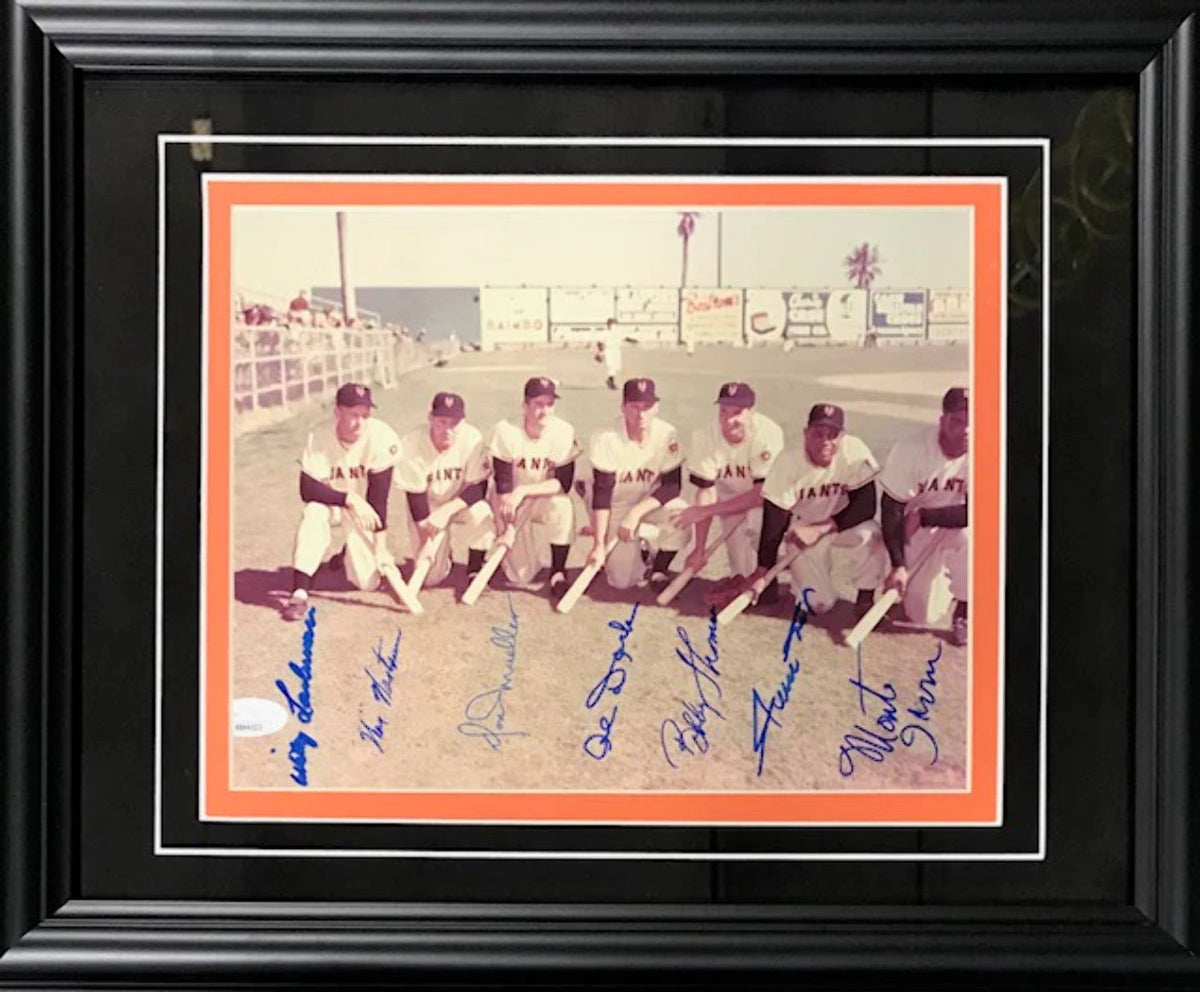 New York Giants Autographed Framed 8x10 Photo w/ Irvin, Mays (JSA)