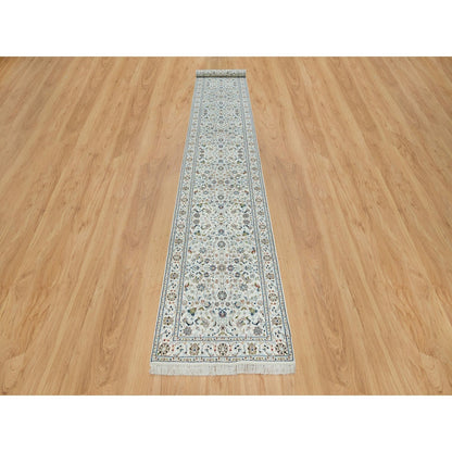 2'8"X16'4" Ivory Hand Knotted Nain Design 250 Kpsi Wool Xl Runner Rug