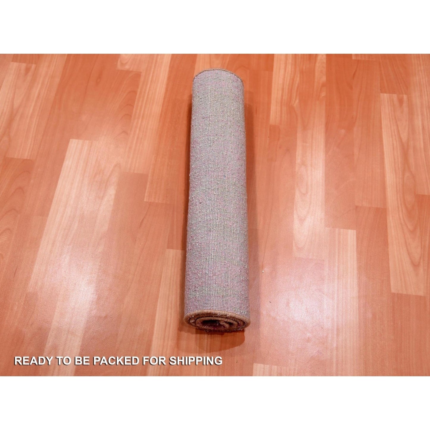 4'1"X6'2" Hand Knotted Pink Vertical Ombre Design Natural Wool Rug