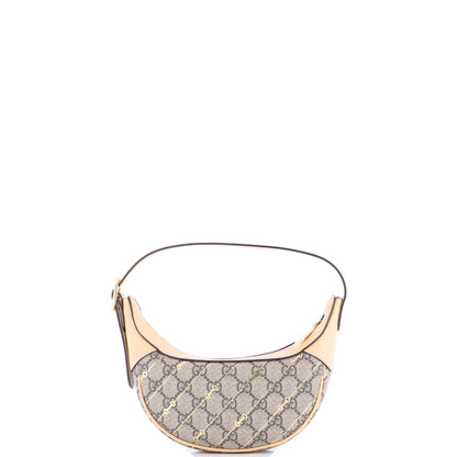 Gucci Ophidia Half Moon Bag Print Gg Coated Canvas Mini