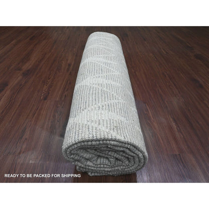 9'1"X12'4" Gray Moroccan Weave Geometric Pattern Hand Knotted Wool Rug