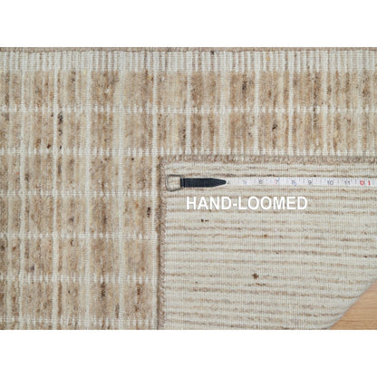 2'2"X3'1" Brown Modern Plain Decor Box Design Wool Loomed Knotted Mat Rug