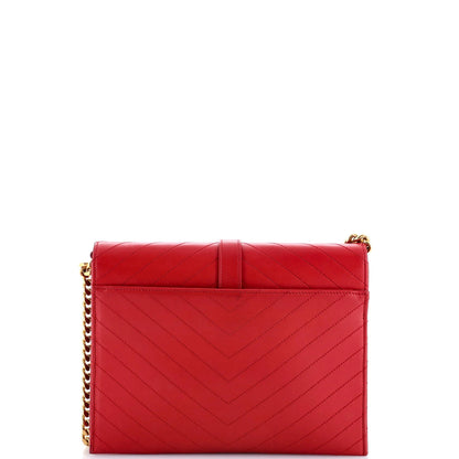 Saint Laurent Classic Monogram Envelope Chain Bag Matelasse Chevron Leather