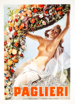 Gino Boccasile Paglieri Vintage 1950S Italian Perfume Poster  13X19 In, Linen