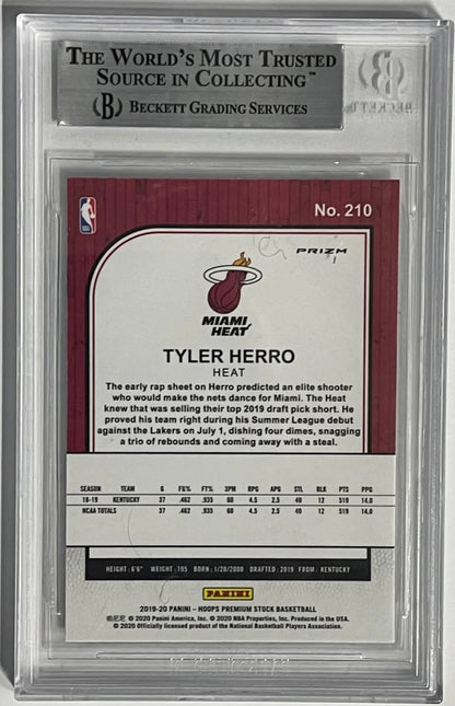 Tyler Herro Autographed 2019-20 Panini Hoops Premium Stock Rookie Card #210 (Bec