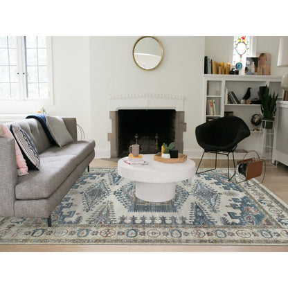 9'X12' Ivory Hand Knotted Wool Reimagined Viss Design Oriental Rug